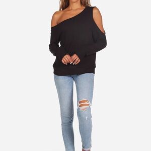 NWT Michael Lauren off shoulder long sleeve cutout black top over sized …
